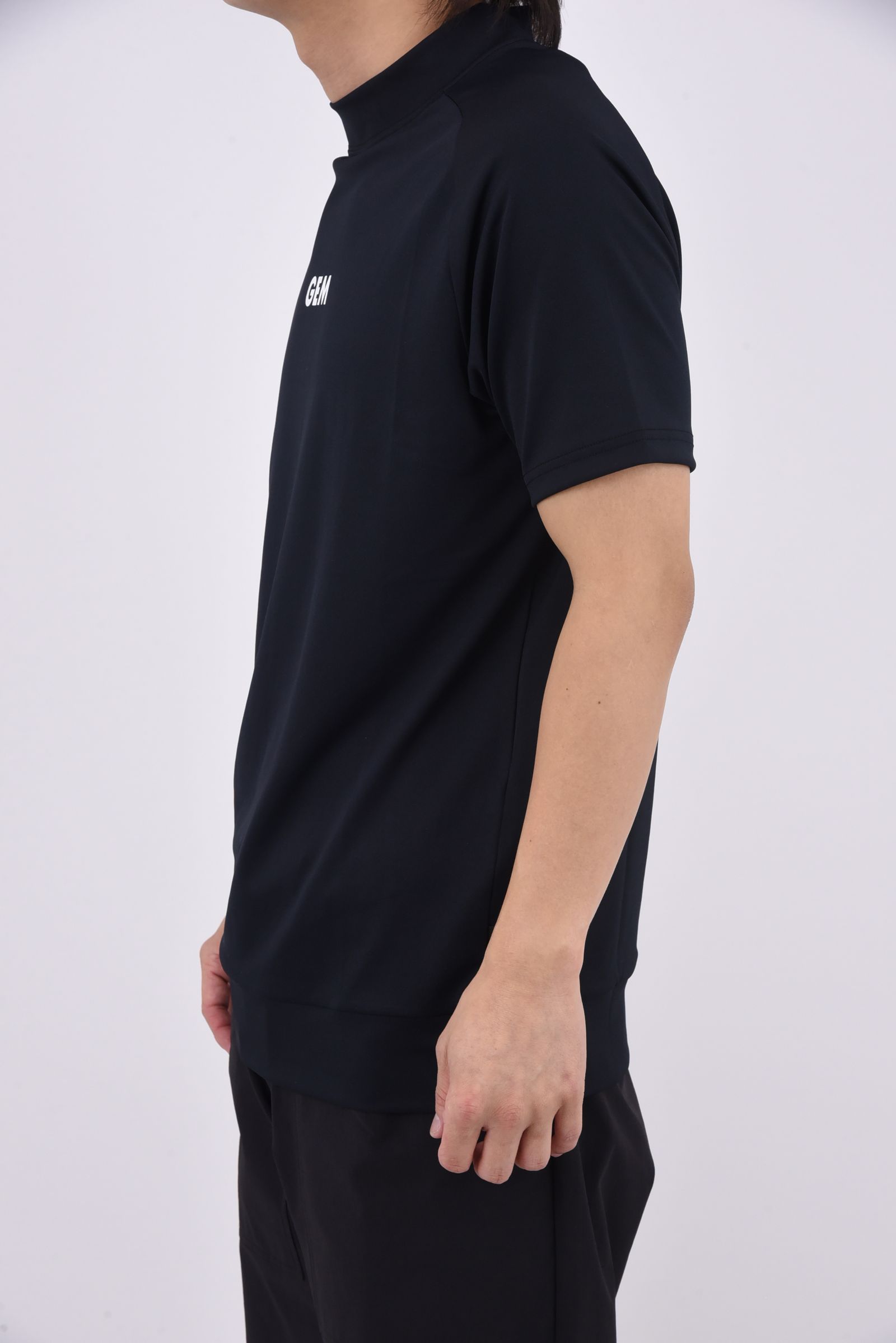 【26SS】 MOCK NECK HARF SLEEVE / モンキーデザインバックプリント モックネックTシャツ (ブラック)