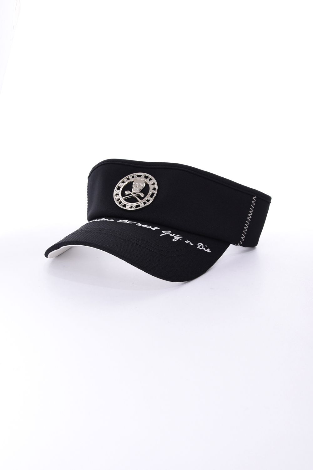 【26AW】 CHROME SKULL VISOR / サークルスカルバッジ リネンライク サンバイザー (ブラック)