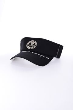 【26AW】 CHROME SKULL VISOR / サークルスカルバッジ リネンライク サンバイザー (ブラック)
