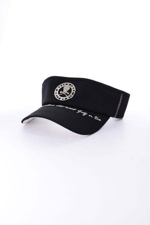 【26AW】 CHROME SKULL VISOR / サークルスカルバッジ リネンライク サンバイザー (ブラック)