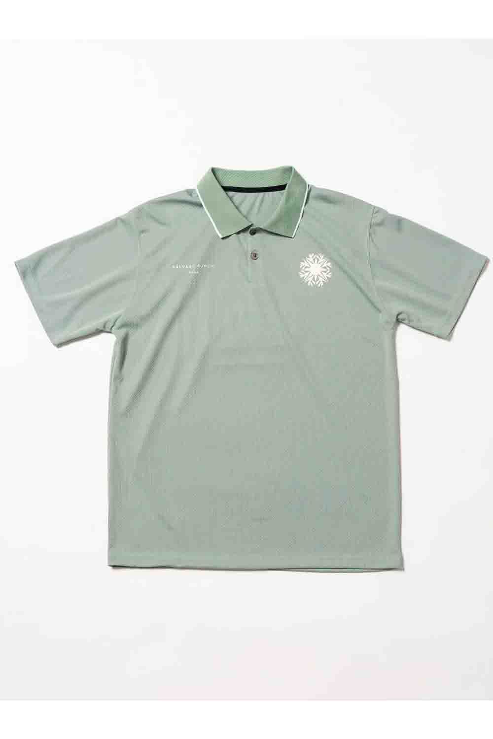 【2026SS】 Hunakai Mesh Polo S/S（NeverUp） / メッシュ素材 バックプリント ポロシャツ (セージ) (3月入荷予定)