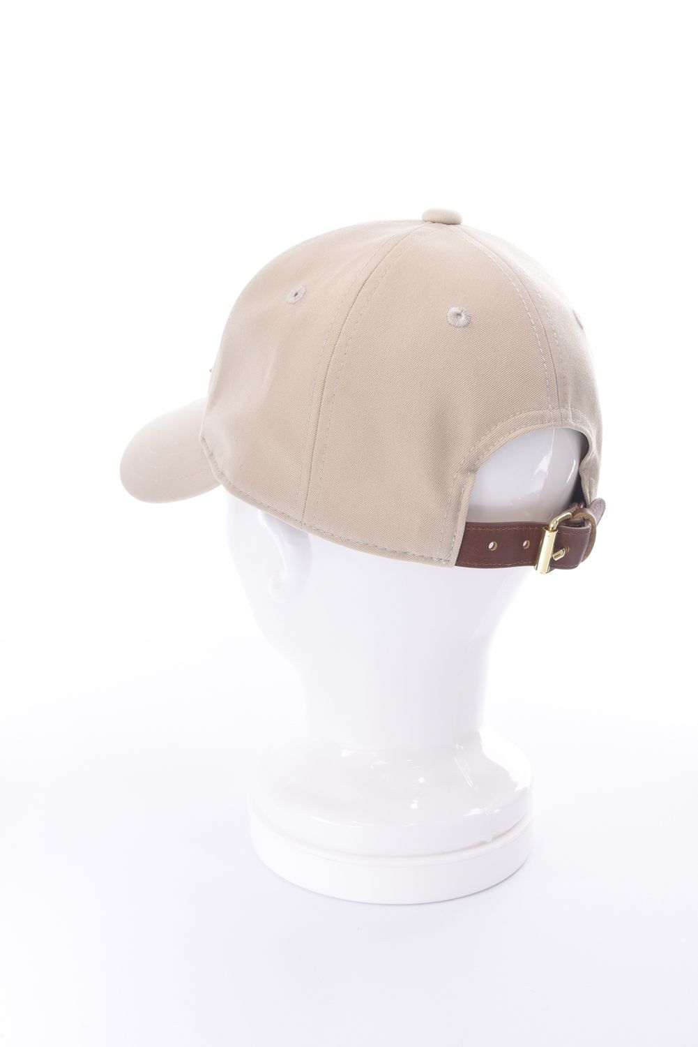 【26SS】 WIDE BRIM CAP / ブランドロゴ刺繍 本革ベルト つば広キャップ (ベージュ)*