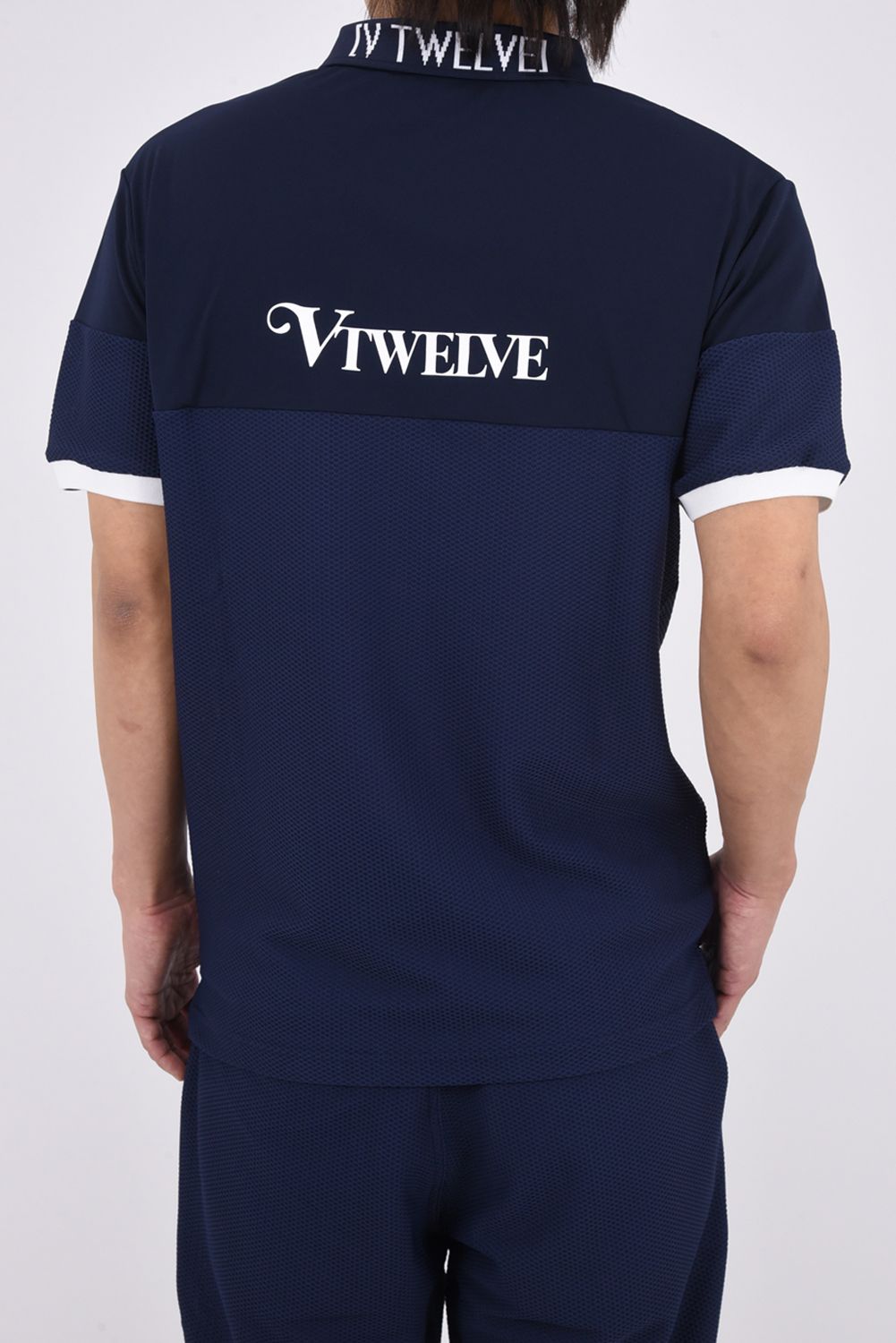 【26SS】 AIRY AWA POLO / ワッフル生地 異素材切り替え ポロシャツ (ネイビー)