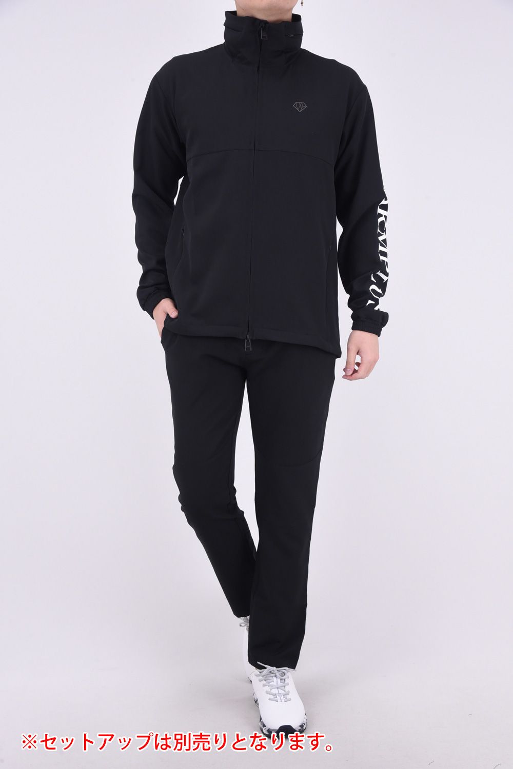 TRACK LONG PANTS / トラックロゴ ストレッチ ロングパンツ (ブラック)