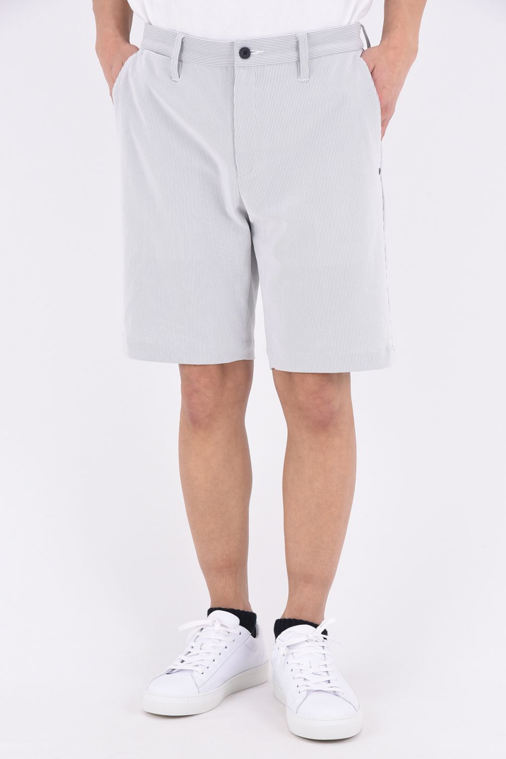 【26SS】 MEN'S NYLON CORDUROY SHORT PANTS / ナイロンコーデュロイ ショートパンツ (グレーストライプ)