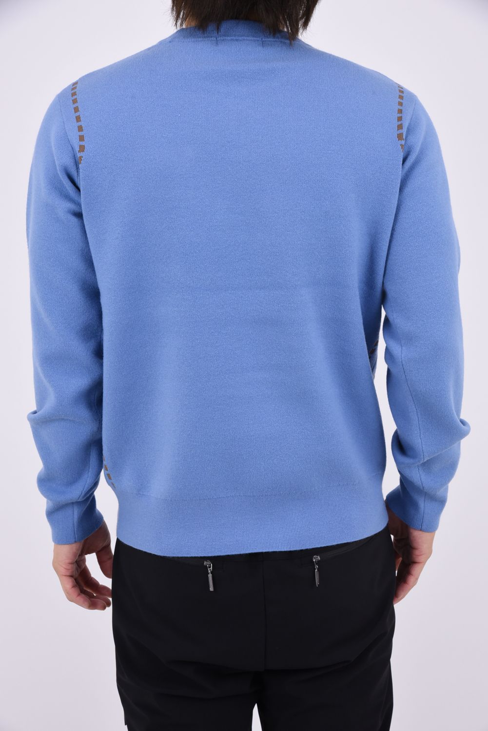 【26AW】 STITCHING LINE KNIT / ステッチングライン クルーネックニット (ブルー)*