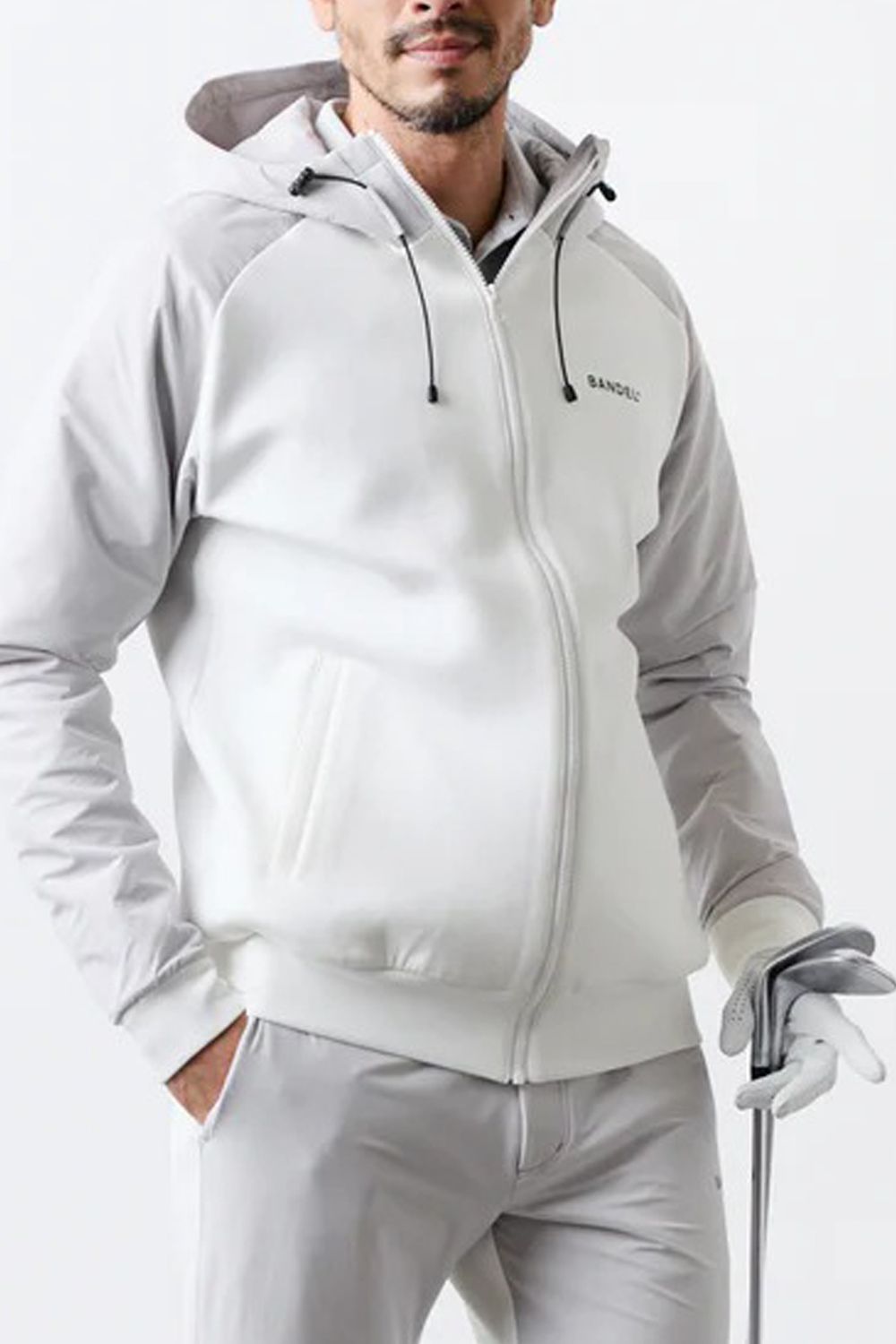 【25AW】 SWITCH RAGLAN SLEEVE ZIP HOODIE / ボンディング素材 ラグランスリーブ ハイネックジップフーディー (ホワイト)