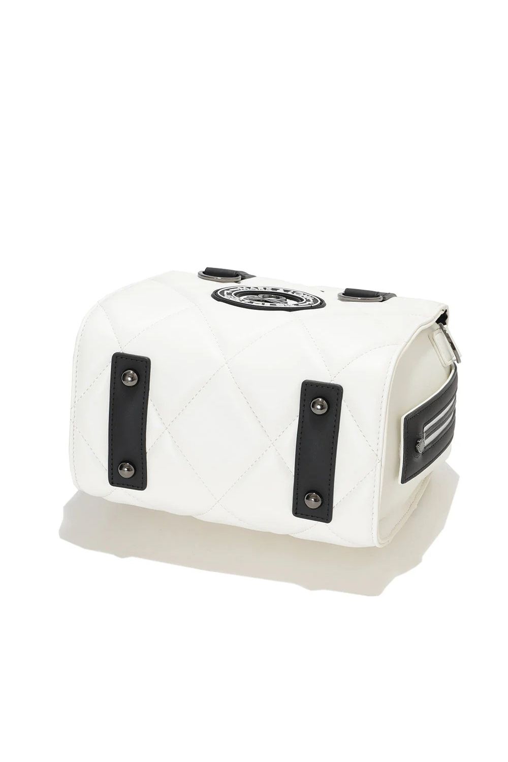 ETERNAL QUILTED BOX BAG / シンセティックレザー サークルスカル キルティング カートバッグ (ホワイト)