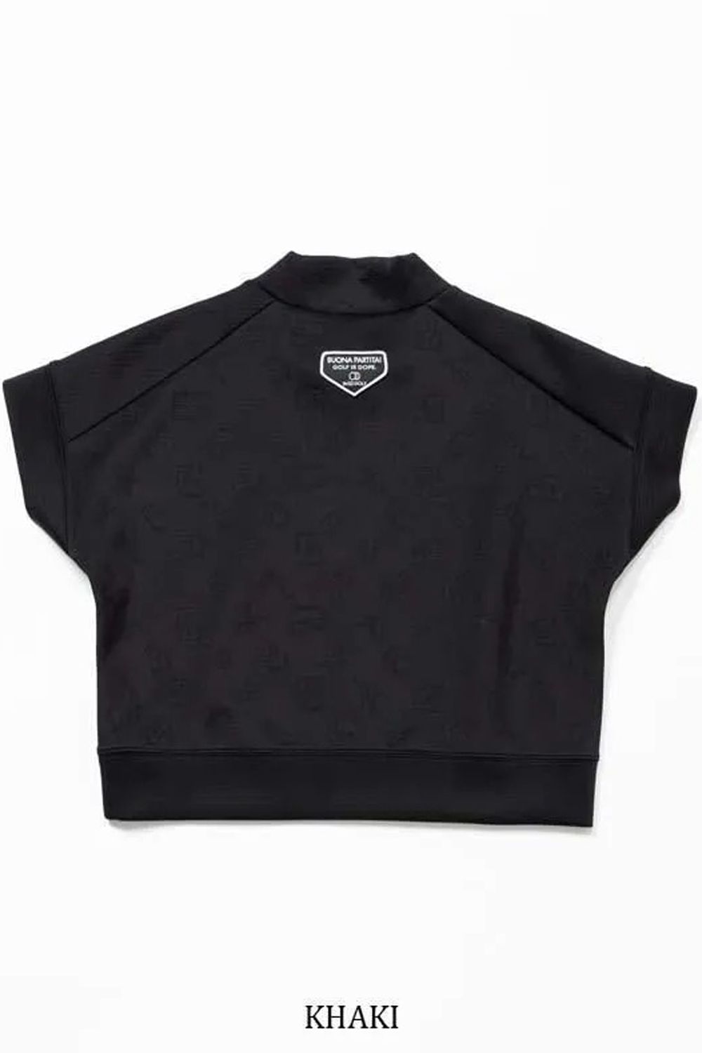 【26AW】【レディース】 DOUBLE MESH KNIT / メッシュジャカード ダンボールニット ロゴプリント モックネックTシャツ (ブラック)*