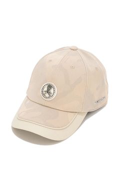 【26SS】 GAUGE CAMO LEATHER TRIM CAP / カモフラージュパターン 異素材切り替え  メタルプレート ベースボールキャップ (ベージュ)