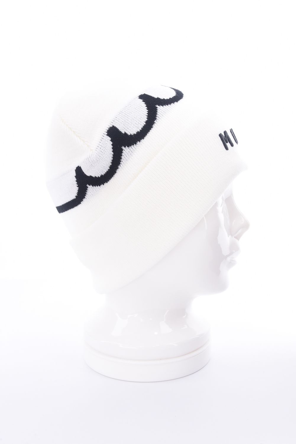 【25AW】 JACQUARD LOGO KNIT CAP / ジャカードWAVEライン ブランドロゴ ニットキャップ (ホワイト)