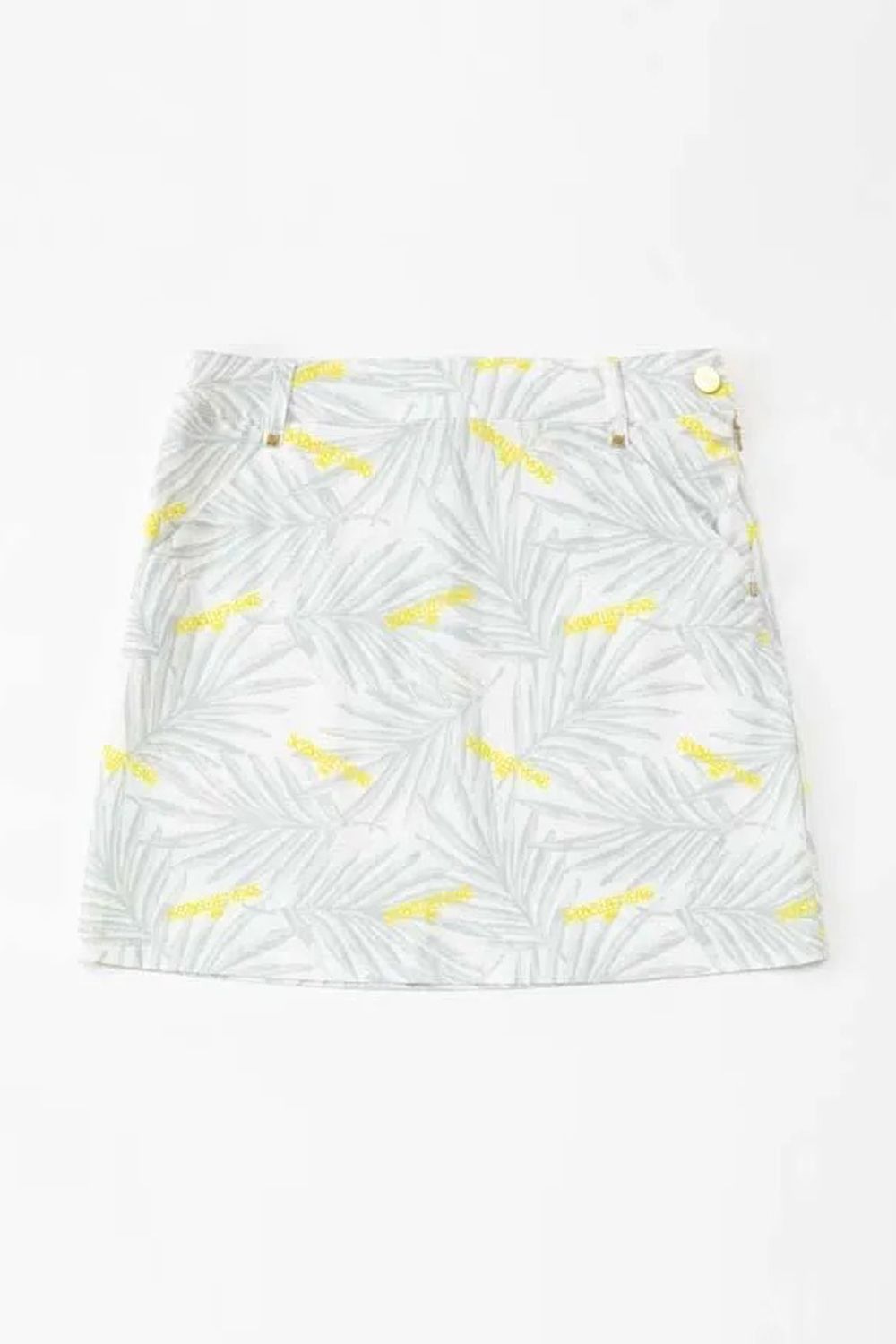 【26SS】【レディース】 PUNCHING GRAPHIC SKIRT / ボタニカルリーフ総柄 スカート (ライトグレー)*