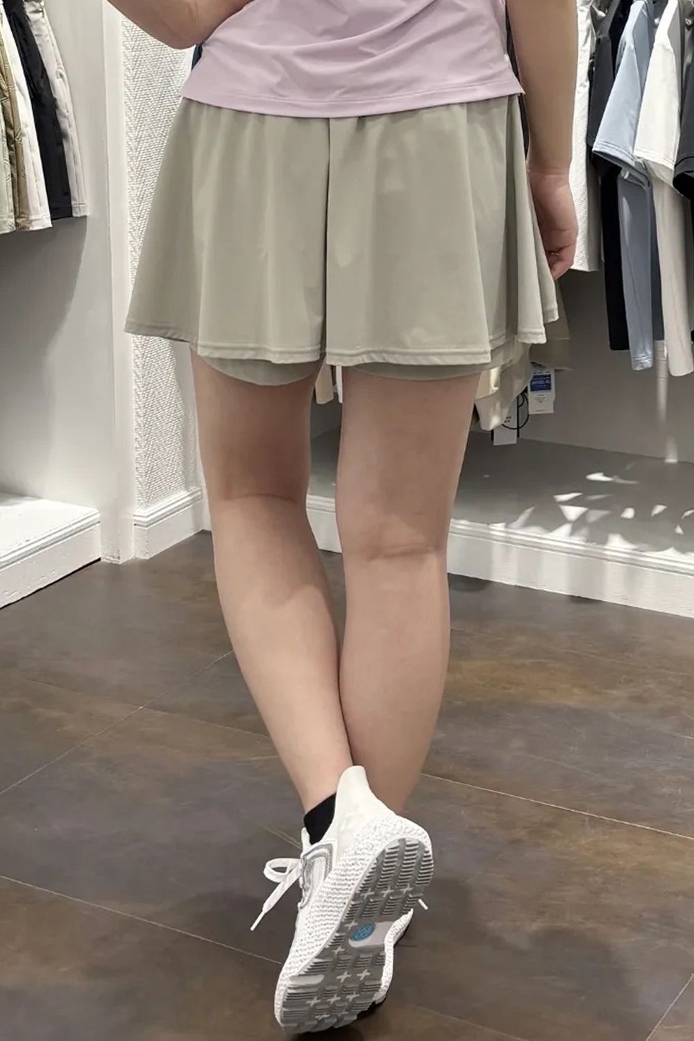 【26SS】【CODE COLLECTION】【レディース】 RFSK / 高機能ナイロン フレアシルエット ギャザースカート (ショートパンツ一体型) (ベージュ)