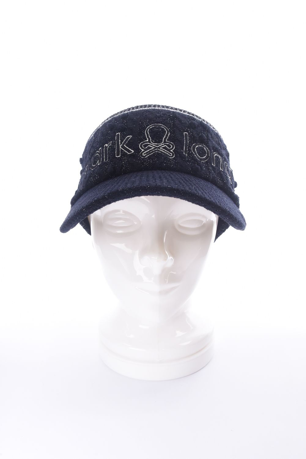 POISE SPARK KNIT VISOR / ラメ糸 ブランドロゴ刺繍 ニットバイザー (ブラック)