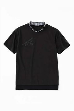 【26SS】 WAVE JQ KNIT MOCK / バックプリント モックネックTシャツ (ブラック)