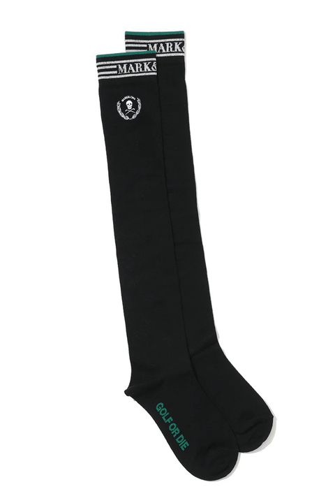 【26SS】【レディース】 LAUREL SKULL OVER-KNEE SOCKS / アイアンスカル刺繍 オーバーニーソックス (ブラック)