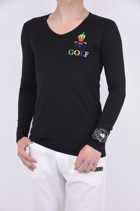【2022SS 木村拓哉さん着用 VOL.3】GERALD COMPRESSION VEE NECK SHIRTS / リーフスカルプリント Vネック Tシャツ (ブラック)