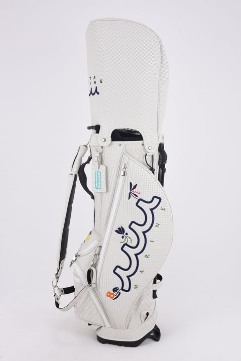 【26SS】【銀行振込・代金引換不可】【返品・交換不可】 CADDY BAG & HEAD COVER / パンチングエシカルレザー フローラルモチーフ刺繍 スタンドタイプ キャディバッグ&ヘッドカバーセット (ホワイト)