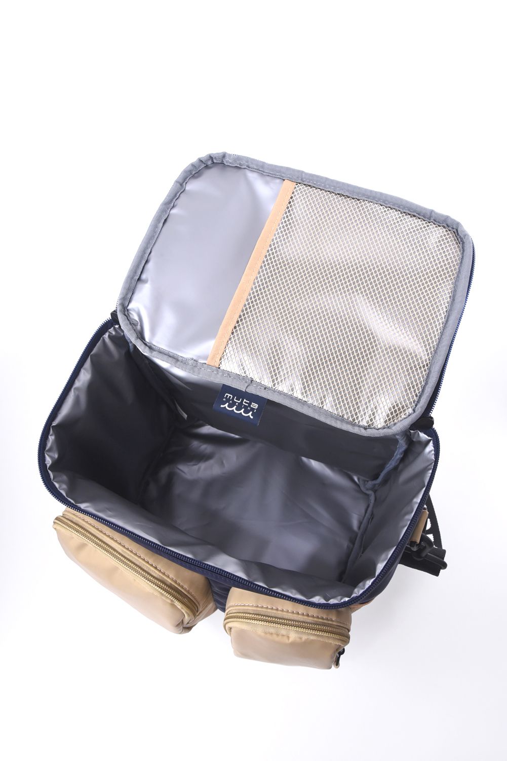 COOLER BAG / ブランドロゴ ショルダーストラップ付き クーラーバッグ ネイビー/ベージュ