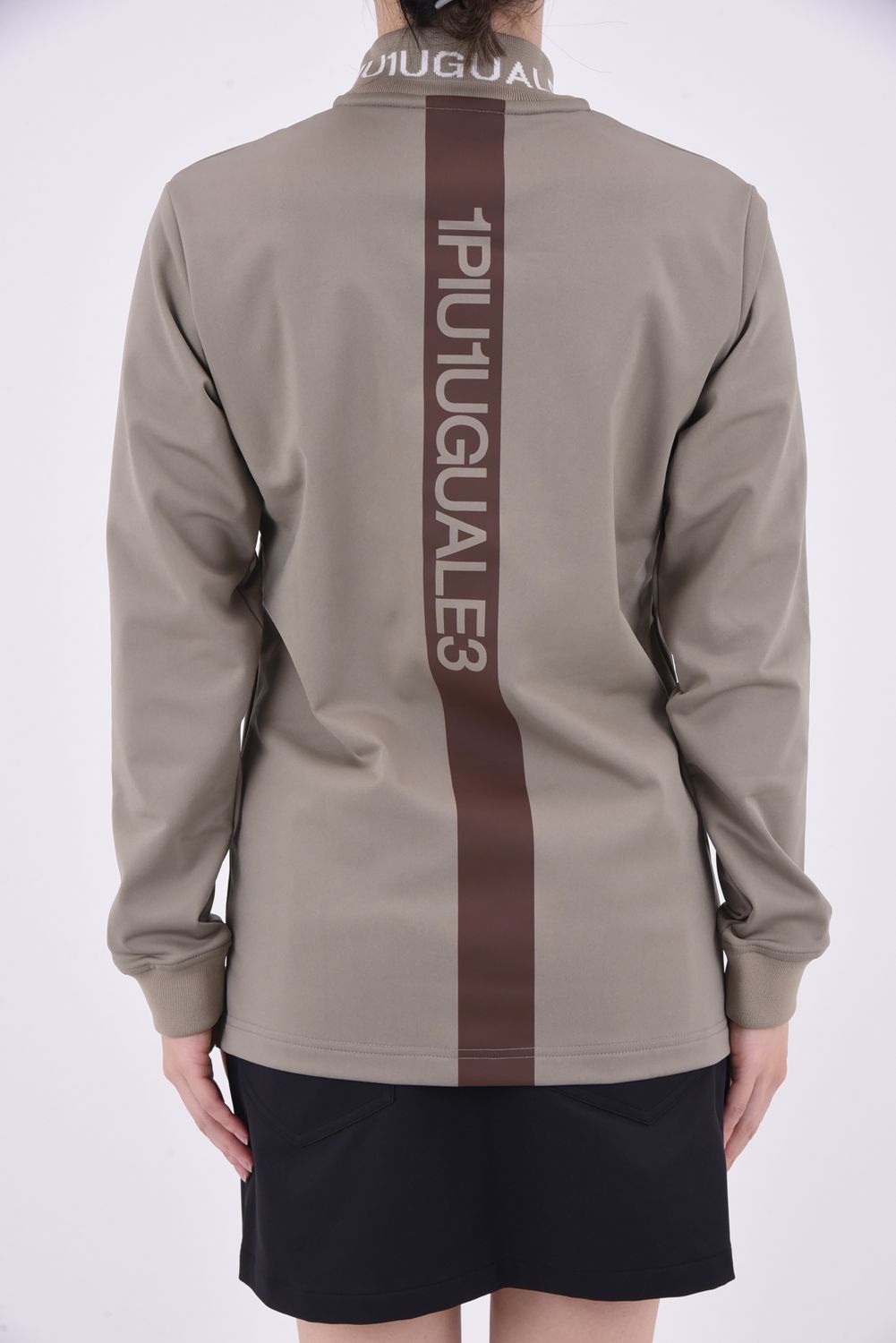 【レディース】 TAPE MOCK L/S / テープライン ロゴ ロングスリーブ モックネックTシャツ (ベージュ)