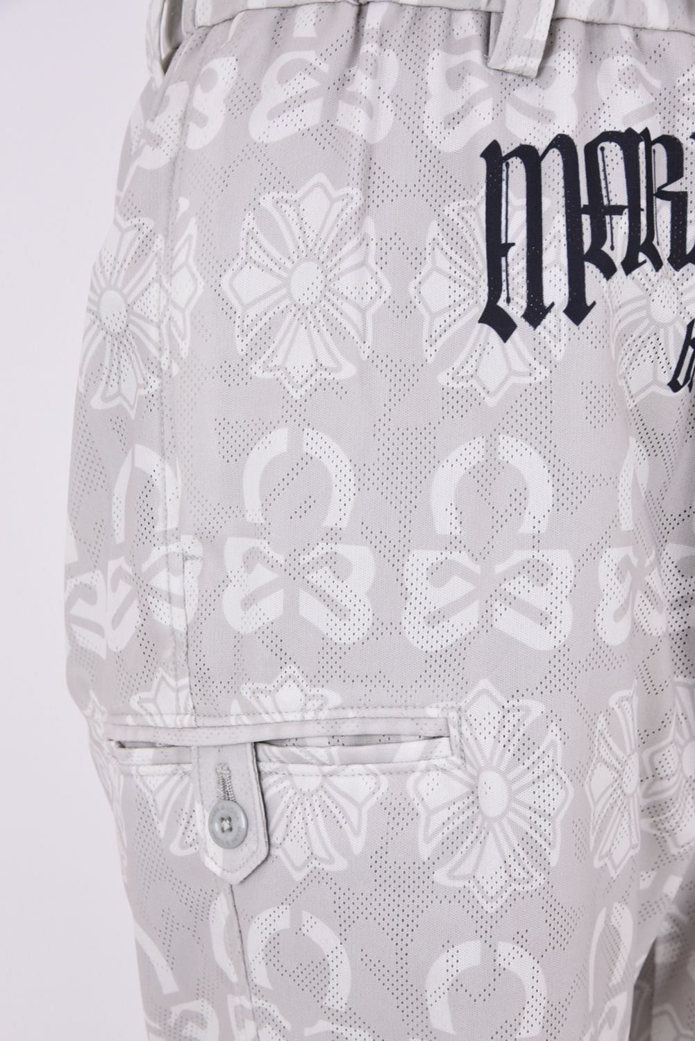 【26AW】 FRACTUR MONOGRAM JACQUARD SHORTS / メッシュジャカード生地 エレメントスカル総柄 ショートパンツ (グレー)