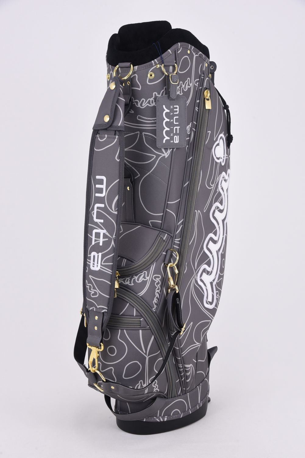 【銀行振込・代金引換不可】【返品・交換不可】 CADDY BAG & COVER / ボタニカル柄 キャディバッグ&ヘッドカバーセット (グレー)
