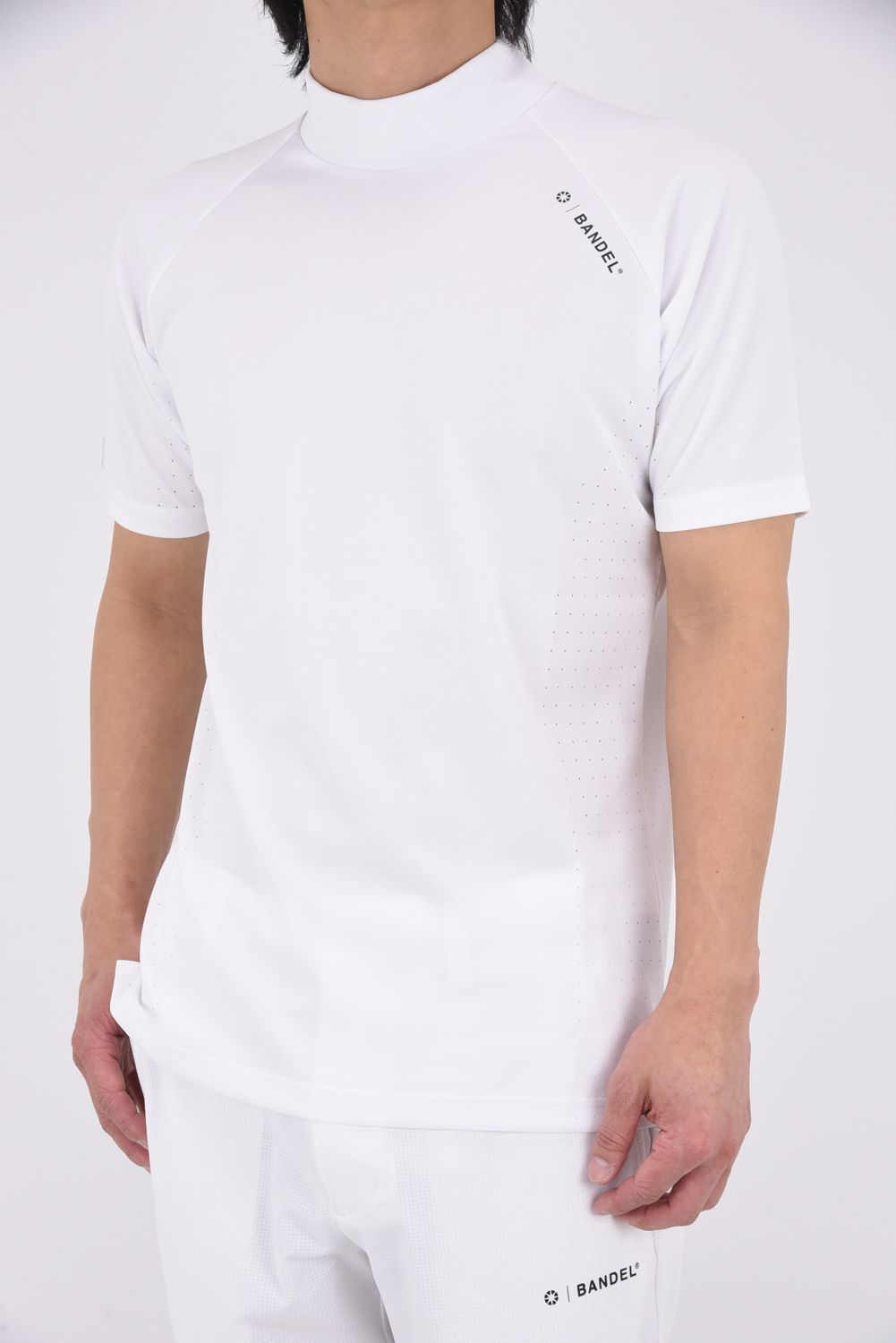 【26SS】 HEAT PUNCHING MOCK NECK / バックロゴ パンチング モックネックTシャツ (ホワイト)