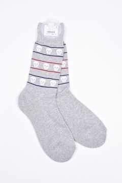 ETERNAL SKULL BORDER SOCKS / スカルジャカード ハイクルーソックス (グレー)