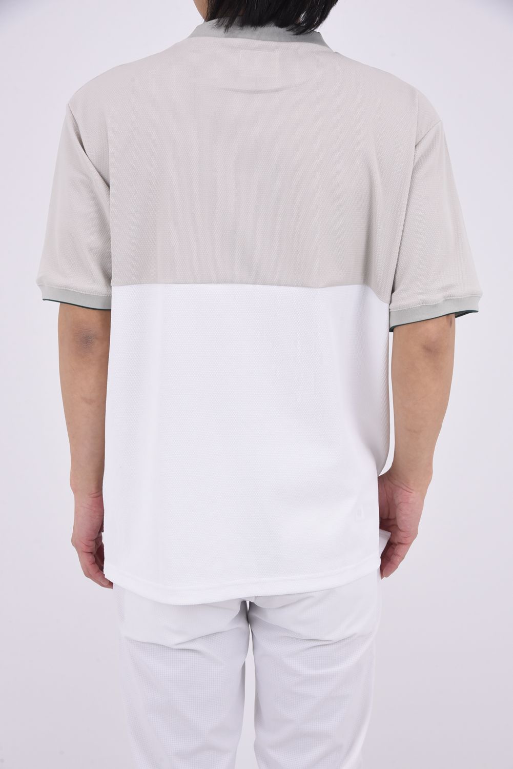 【26SS】 Kūlina Pohāpohā Bicolor Mockneck（Kolepa Stamp） / バイカラー ショートスリーブ モックネックTシャツ (グレージュ/ホワイト)