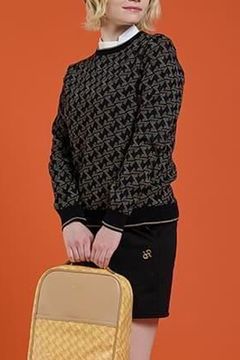 【25AW】【レディース】 GM JACQUARD LIGHT KNIT / GMジャカード クルーネック ライトニット (ブラック)*