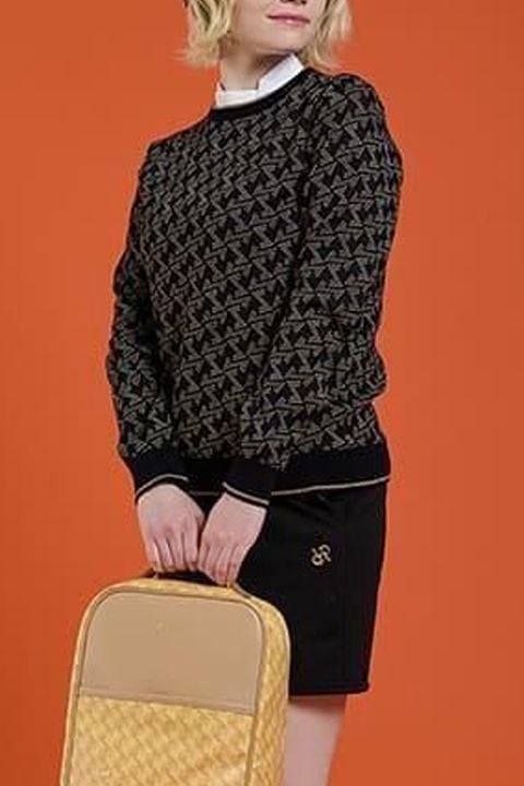 【25AW】【レディース】 GM JACQUARD LIGHT KNIT / GMジャカード クルーネック ライトニット (ブラック)*