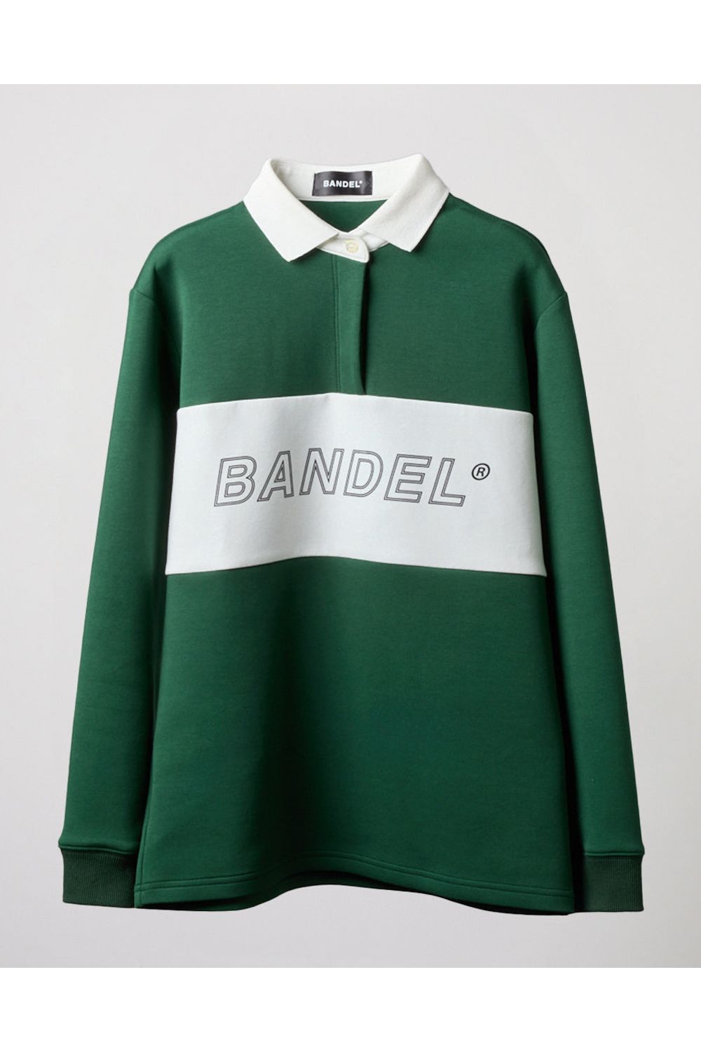 【レディース】 COLOR BLOCK L/S RUGBY POLO / フロントロゴ バイカラー ロングスリーブ ラグビーポロシャツ (グリーン/ホワイト)