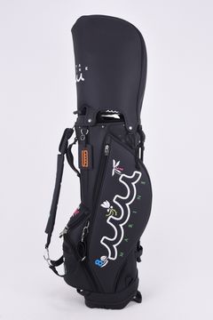 【26SS】【銀行振込・代金引換不可】【返品・交換不可】 CADDY BAG & HEAD COVER / パンチングエシカルレザー フローラルモチーフ刺繍 スタンドタイプ キャディバッグ&ヘッドカバーセット (ブラック)
