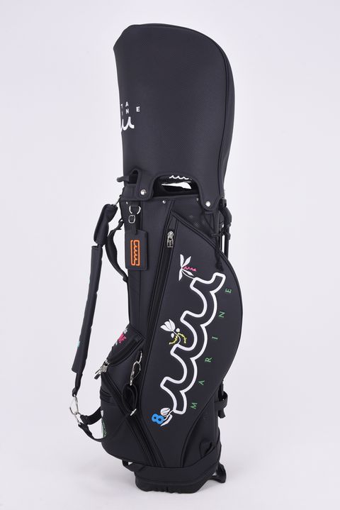 【26SS】【銀行振込・代金引換不可】【返品・交換不可】 CADDY BAG & HEAD COVER / パンチングエシカルレザー フローラルモチーフ刺繍 スタンドタイプ キャディバッグ&ヘッドカバーセット (ブラック)