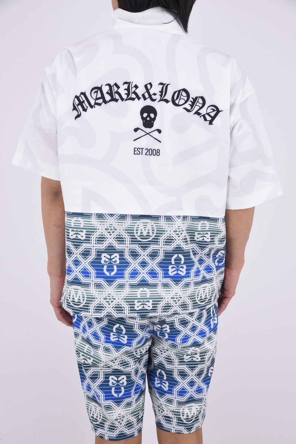 【26SS】 IMPERIAL VENT TECH JACKET / ジオメトリックパターン ショートスリーブ スタンドカラージャケット (ホワイト)