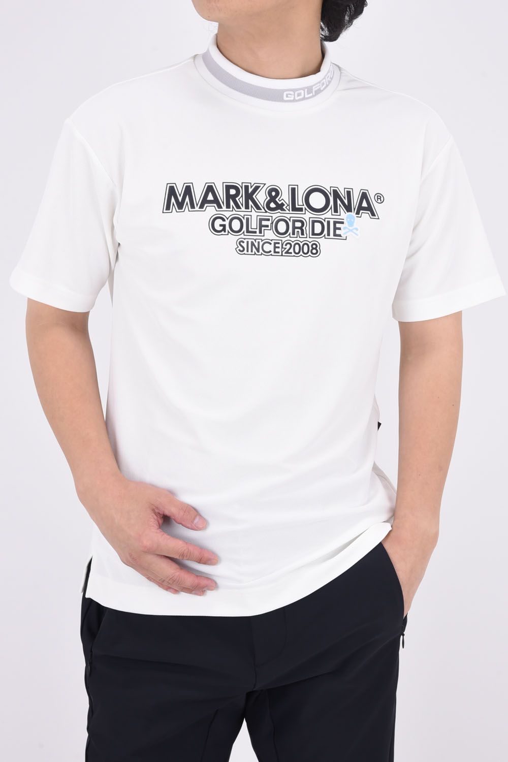 MARK&LONA - NERVE MOCK TEE / ドライタッチ モックネックTシャツ (ホワイト) | GOSSIP GOLF