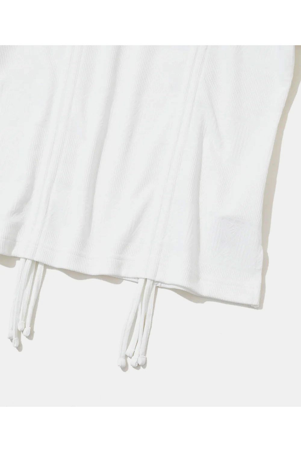 【26SS】【CODE COLLECTION】【レディース】 SRMT / リブボーダー ギャザーモックネックTシャツ (ホワイト)