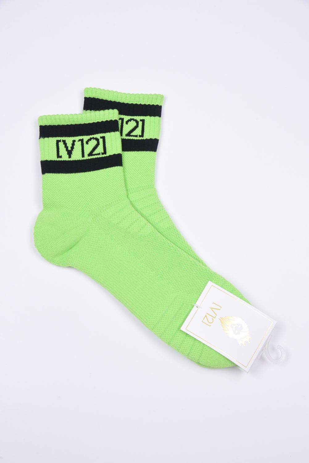 【26SS】 VT LINE MID SOCKS / ブランドロゴジャカード ライン ミドルソックス (グリーン)