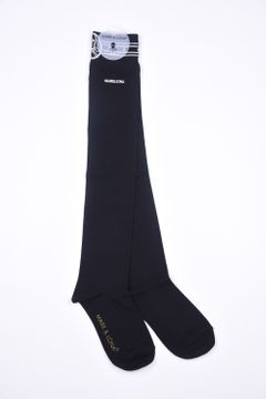 【レディース】 SALLY HIGH SOCKS / ワンポイントロゴ ハイゲージ オーバーニーソックス (ブラック)