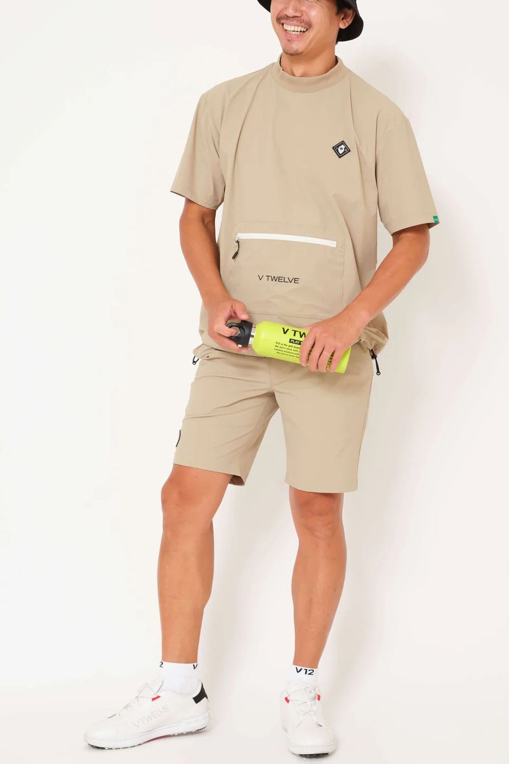 【26SS】 OZ SHORTS / ストレッチナイロン バックロゴライン ショートパンツ (ベージュ)