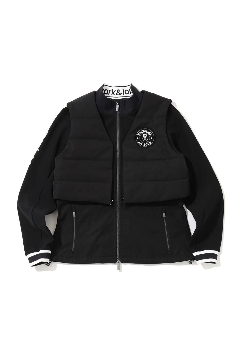【26AW】【レディース】 ÉLAN 2-WAY HYBRID JACKET / ボンディング素材 中綿ベスト付き 2WAYチュニックジャケット (ブラック)