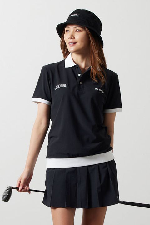 【レディース】 BICOLOR RIB S/S POLO SHIRTS / バイカラー ポロシャツ (ブラック/ホワイト)