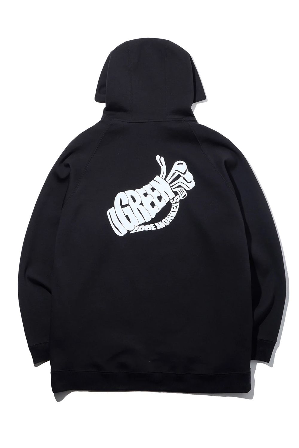 【26AW】 【ユニセックス対応】 COTTON STRETCH HOODIE / ダンボール素材 バックプリント ストレッチフーディ (ブラック)
