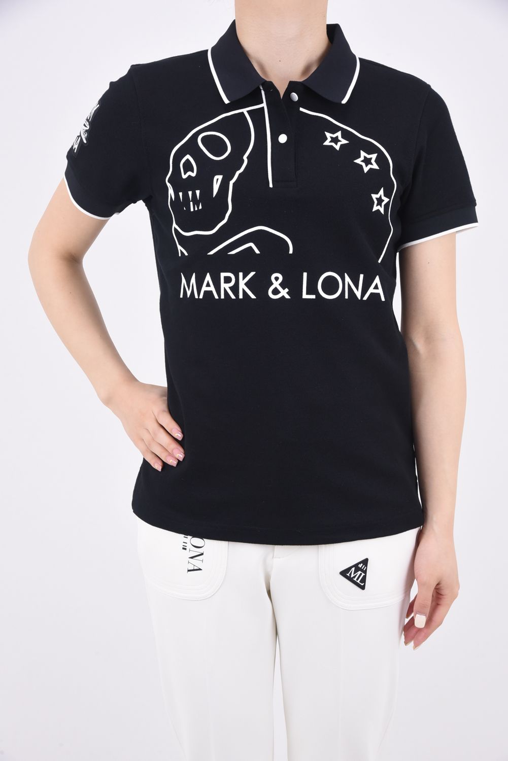 お年玉セール特価 サイズ MARK&LONA ポロシャツ グレー×ネイビー 89点 