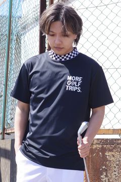 【25SS】 MORE TRIP CHECKER RIB MOCK TEE / モアトリップ プリント モックネック (ブラック)