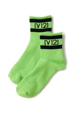 【26SS】【レディース】 VT LINE MID SOCKS WM / ブランドロゴジャカード ライン ミドルソックス (グリーン)