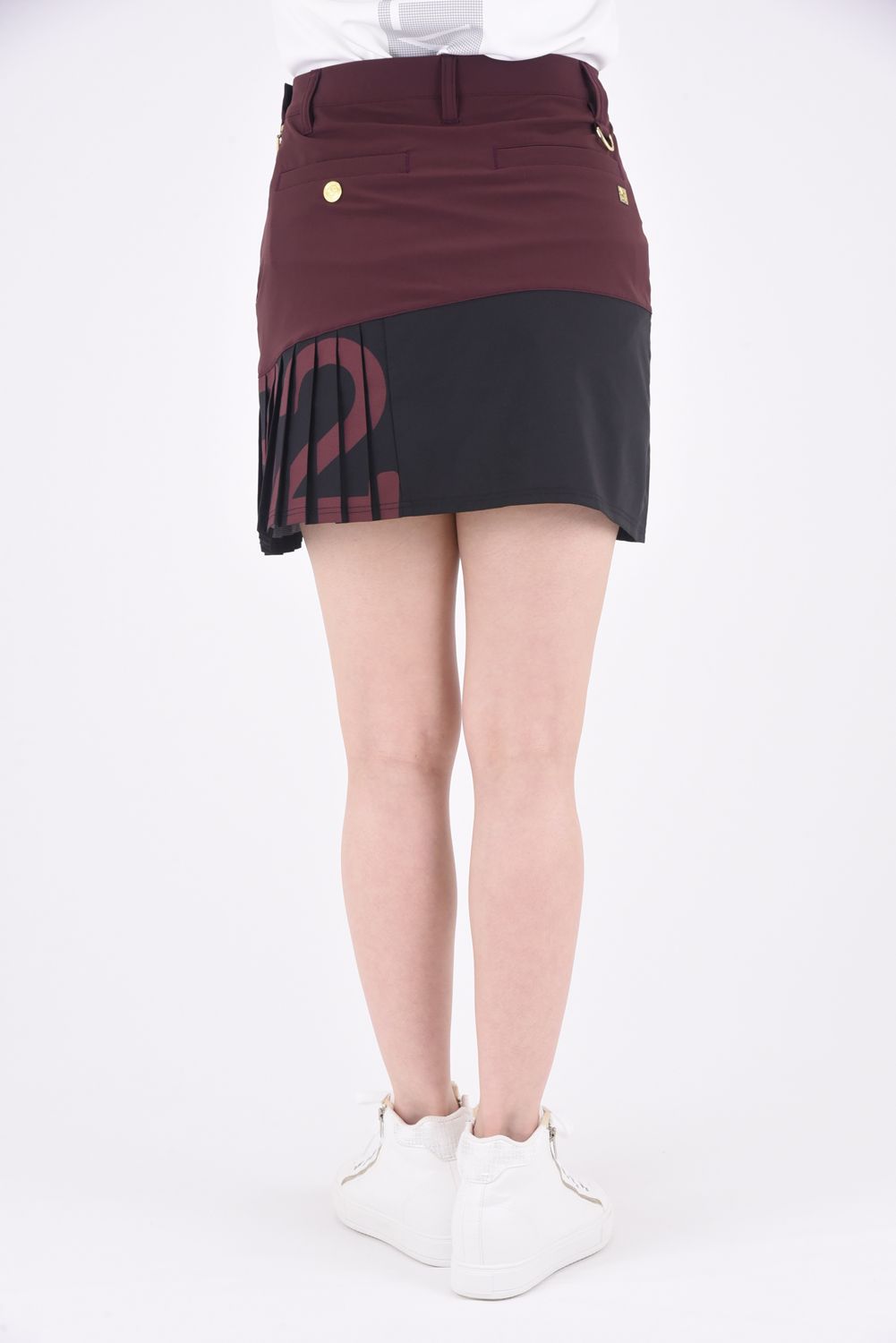 【レディース】CARVICO STRETCH PLEATS SKIRT / カルビコ生地 ストレッチ プリーツスカート (バーガンディ)*
