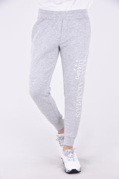 EMBROIDERY LONG PANTS /  ブランドロゴ 刺繍 ロングパンツ トップ(グレー)