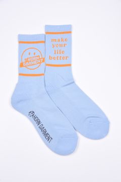 GIMIE SOCKS / レトロモチーフ ミドルソックス サックス