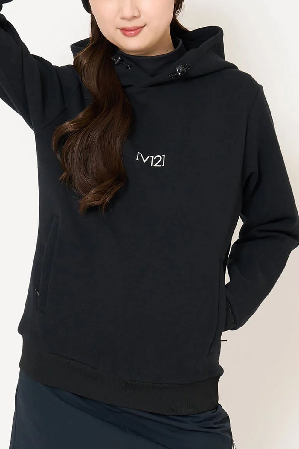【26AW】【レディース】 RING LOGO PARKA / ダンボールニット サークルロゴ ジップポケット プルオーバーフーディー (ブラック)